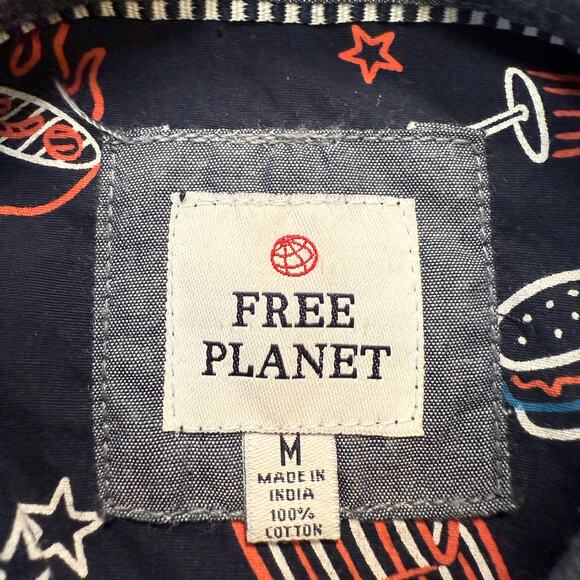 Men's Free Planet Patriotic American Flag 4th of July Short Sleeve Shirt Size M - Picture 4 of 8